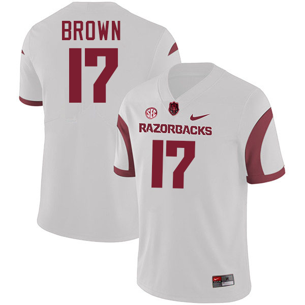 #17 Jalen Brown Arkansas Jersey,Arkansas Razorbacks College Football Jerseys Stitched-Retro White  #17 Jalen Brown Arkansas Jersey,Arkansas Razorbacks College Football Jerseys Stitched-Retro White